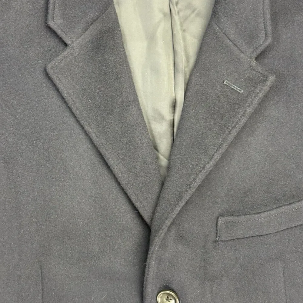 J CREW Ludlow Topcoat Wool Cashmere Men 42L Navy Blue Coat Overcoat Classic